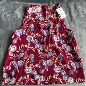 Monteau Burgundy Floral High-Neck Sleeveless Camisole